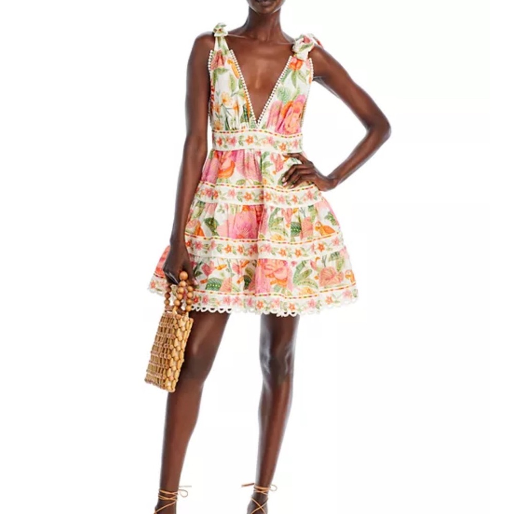 FARM Rio Floral Mini Dress - Pink, Green, Orange - Picture 2 of 4